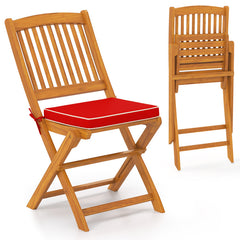 Outdoor Folding Chairs with Seat Cushions Set of 2