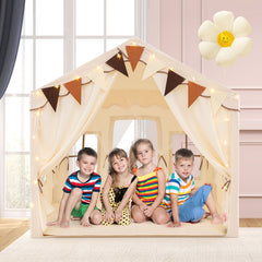 3-4 Kids Large Play Tent House with 2 Opening Doors and Star Lights