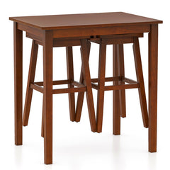 3-Piece Bar Table Set with Pub Table and 2 Saddle Stools