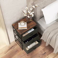 3-Tier Fabric Nightstand with Sturdy Metal Frame