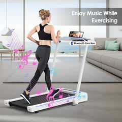 3-in-1 Foldable Treadmill with Removable Desk Workstation and Remote Control