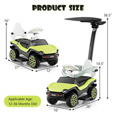 3-in-1 Licensed Volkswagen Ride on Push Car with 3-Position Adjustable Push Handle