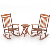 3-piece Outdoor Poplar Wood Rocking Bistro Set