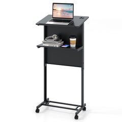 3-Position Height Adjustable Lectern Table with Tilted Tabletop