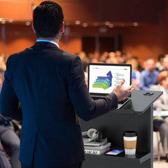 3-Position Height Adjustable Lectern Table with Tilted Tabletop