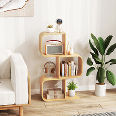 3-Tier S-Shaped Bookcase with 3 Open Cubes for Living Room