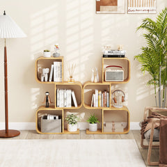 3-Tier S-Shaped Bookcase with 3 Open Cubes for Living Room