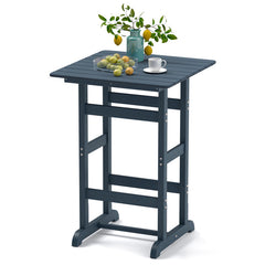 30 Inch Square Bar Table Dining Table with Slatted Tabletop for Poolside