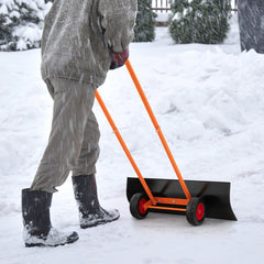 Snow Shovel with Wheels with 30 Inches Wide Blade and Adjustable Handle