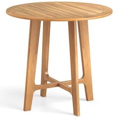 31.5 Inches Patio Dining Table with Slatted Tabletop and X-shaped Frame