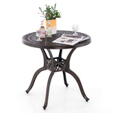 31.5 Inch Cast Aluminum Table Patio Round Dining Table with Umbrella Hole