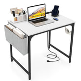 32 Inch Home Office Desk with Charging Station Storage Bag and Headphone Hook