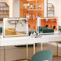 32 x 22 Inch Large Makeup Vanity Mirror with 3-Color Lighting Mode