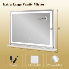 32 x 22 Inch Large Makeup Vanity Mirror with 3-Color Lighting Mode