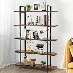 3/5 Tiers Industrial Bookcase with Metal Frame for Home Office