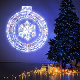 33 Inch Lighted Snowflake Wreath with Hanging Ring and Support Bracket