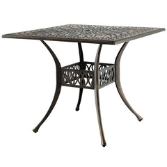 35.4 Inch Aluminum Patio Square Dining Table with Umbrella Hole