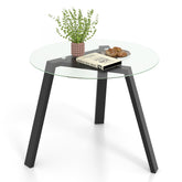 36 Inches Round Glass Dining Table for 4 with Rubber Wood Frame