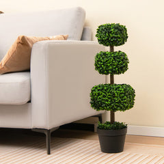 35 Inch Artificial Boxwood Topiary Ball Tree with Cement-filled Pot
