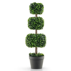 35 Inch Artificial Boxwood Topiary Ball Tree with Cement-filled Pot