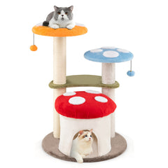 35 Inch Tall Cat Tower with Sisal Scratching Posts Cat Condo and Padded Platforms
