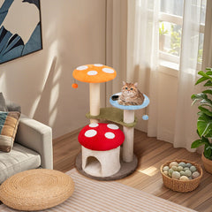35 Inch Tall Cat Tower with Sisal Scratching Posts Cat Condo and Padded Platforms