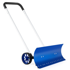 37.5 Inches Aluminum Snow Shovel with Wheels and Bi-Directional Angled Blade