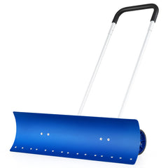 37.5 Inches Aluminum Snow Shovel with Wheels and Bi-Directional Angled Blade