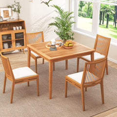 39 Inch Acacia Wood Dining Square Bistro Table with 1.96 Inch Umbrella Hole