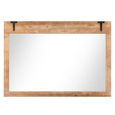 39 x 27.5 Inch Farmhouse Rustic Barn Door Wall Mirror with Wood Frame