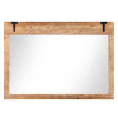 39 x 27.5 Inch Farmhouse Rustic Barn Door Wall Mirror with Wood Frame