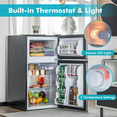3.2 Cu. Ft Compact Mini Fridge with Adjustable Thermostat