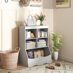 3-Tier kids Multi-Functional Bookcase with 5 Open Storage Compartments