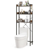 Over The Toilet Storage Rack with Hooks and Adjustable Bottom Bar