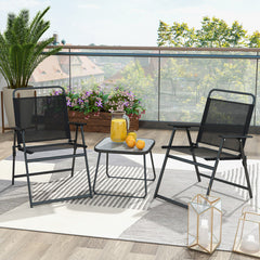 3 Pieces Patio Folding Conversation Chairs and Coffee Table