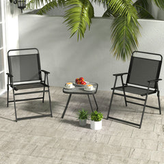3 Pieces Patio Folding Conversation Chairs and Coffee Table