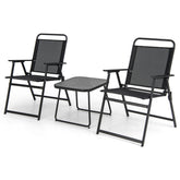 3 Pieces Patio Folding Conversation Chairs and Coffee Table