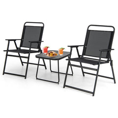 3 Pieces Patio Folding Conversation Chairs and Coffee Table