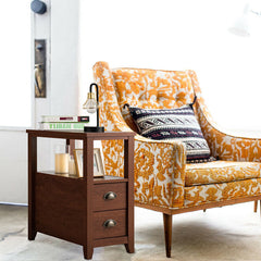 2 Pieces Space-saving Wooden Bed-side Nightstand Set with 2 Drawers