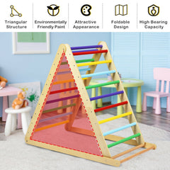 Foldable Wooden Triangle Climber with Reversible Ramp for Kids
