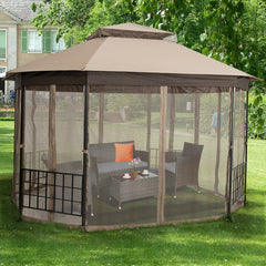 10鈥檟 12鈥 Octagonal Patio Gazebo with Mosquito Net