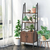 Ladder Shelf 3 Tier Bookcase Metal Frame Bookshelf