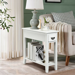 2 Tier End Bedside Sofa Side Table Narrow Nightstand