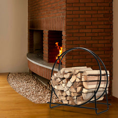 30/40 Inch Tubular Steel Log Hoop Firewood Storage Rack
