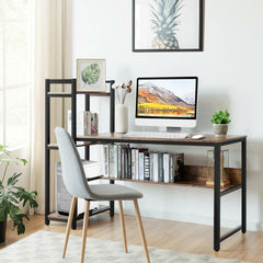 59-Inch Computer Desk Home Office Workstation with 4-Tier Storage Shelves