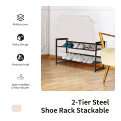 2/3/4 Tiers Flat and Slant Metal Shoe Rack for Entryway Hallway