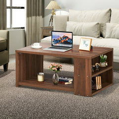 Coffee Table with Storage Shelves and Smooth Surface