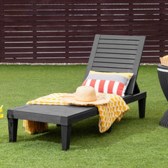 Outdoor Chaise Lounge Chair with 5 Positions Adjustable Backrest