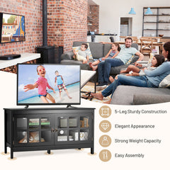 50 Inch Modern Wood Large TV Stand Entertainment Center with Glass Door