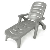 5 Position Adjustable Folding Lounger Chaise Chair with Wheels